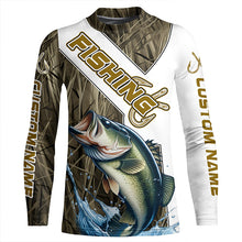 Load image into Gallery viewer, Largemouth Bass Fishing Fish Hook Custom Long Sleeve Shirts, Bass Jerseys Fishing Gifts | Grass Camo IPHW6661
