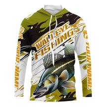 Load image into Gallery viewer, Custom Walleye Fishing Tournament Jerseys, Walleye Long Sleeve Camo Fishing Shirts | Yellow IPHW6821
