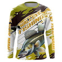 Load image into Gallery viewer, Custom Walleye Fishing Tournament Jerseys, Walleye Long Sleeve Camo Fishing Shirts | Yellow IPHW6821
