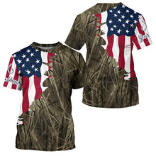 Load image into Gallery viewer, Custom Patriotic Camouflage Long Sleeve Fishing Shirts, Personalized Fishing Jerseys | Brown Camo IPHW6997
