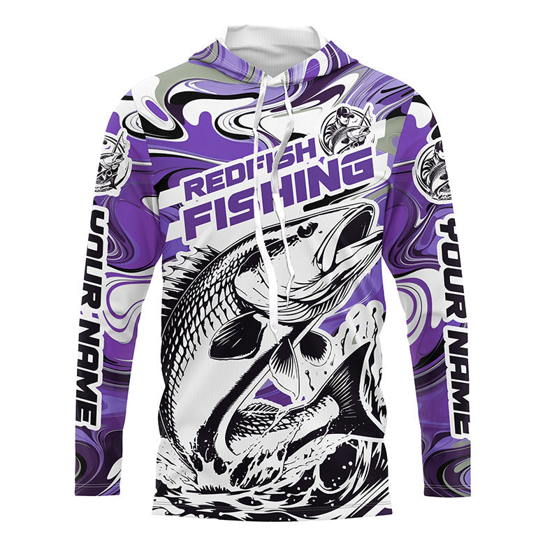 Redfish Fishing Custom Performance Long Sleeve Uv Shirts, Saltwater Camo Fishing Shirt | Purple IPHW6158