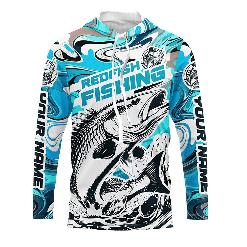 Redfish Fishing Custom Performance Long Sleeve Uv Shirts, Saltwater Camo Fishing Shirt | Teal Blue IPHW6160