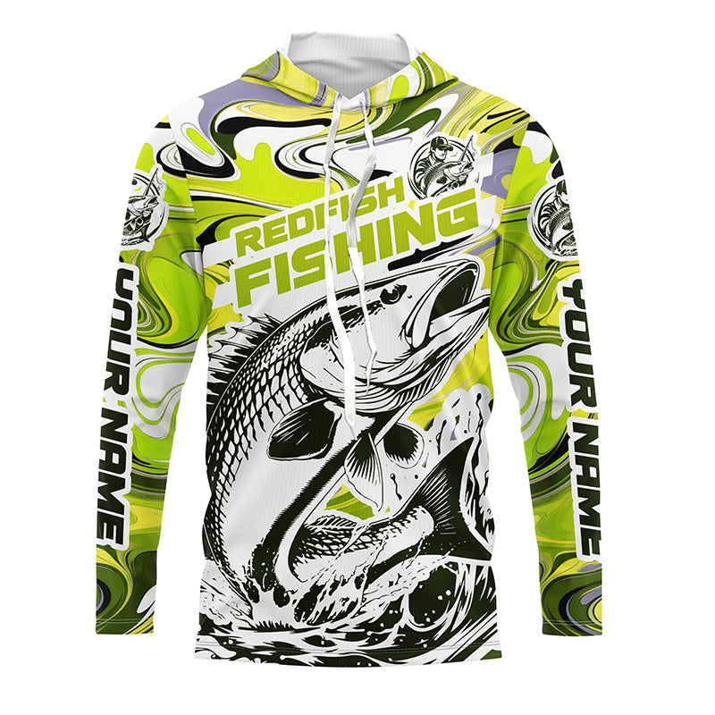 Redfish Fishing Custom Performance Long Sleeve Uv Shirts, Saltwater Camo Fishing Shirt | Yellow IPHW6161