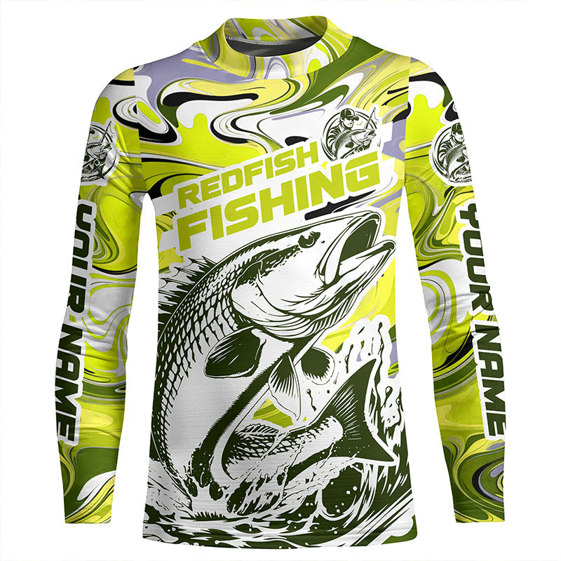 Redfish Fishing Custom Performance Long Sleeve Uv Shirts, Saltwater Camo Fishing Shirt | Yellow IPHW6161