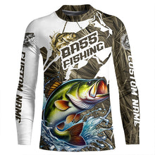 Load image into Gallery viewer, Custom Largemouth Bass Fishing Tournament Jerseys, Bass Long Sleeve Fishing Shirts Camo IPHW6843
