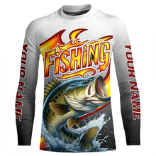 Load image into Gallery viewer, Custom Largemouth Bass Flame Fishing Shirts, Bass Long Sleeve Fishing Jerseys Fishing Gifts IPHW6688
