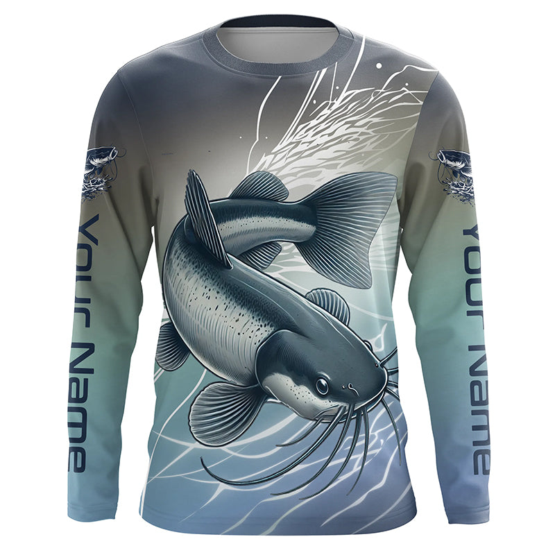 Personalized Catfish Fishing Jerseys, Catfish Long Sleeve Tournament Fishing Shirts IPHW7015