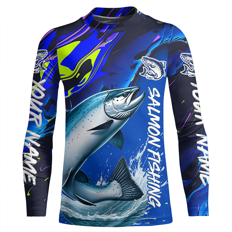 Personalized Chinook Salmon Long Sleeve Fishing Shirts, King Salmon Fishing Jerseys IPHW6537