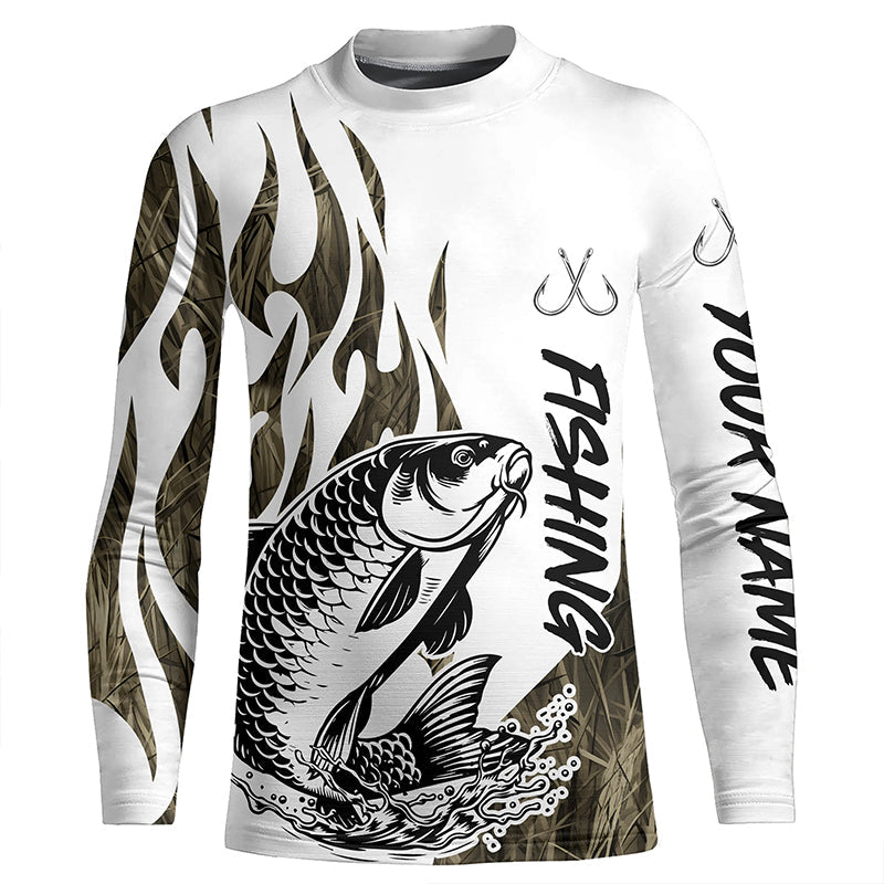 Carp Fishing Camo Tattoo Custom Long Sleeve Fishing Shirts, Carp Tournament Fishing Shirt IPHW6538