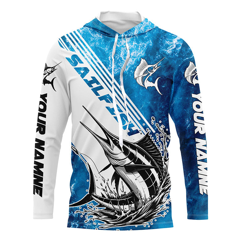 Personalized Sailfish Fishing Saltwater Long Sleeve Fishing Shirts, Sailfish Fishing Jerseys  IPHW5636