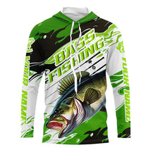 Load image into Gallery viewer, Custom Largemouth Bass Fishing Jerseys, Bass Long Sleeve Tournament Fishing Shirts | Green Camo IPHW6224
