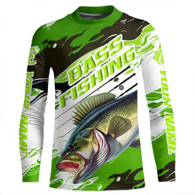 Load image into Gallery viewer, Custom Largemouth Bass Fishing Jerseys, Bass Long Sleeve Tournament Fishing Shirts | Green Camo IPHW6224
