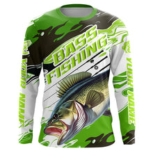 Load image into Gallery viewer, Custom Largemouth Bass Fishing Jerseys, Bass Long Sleeve Tournament Fishing Shirts | Green Camo IPHW6224
