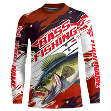 Load image into Gallery viewer, Custom Largemouth Bass Fishing Jerseys, Bass Long Sleeve Tournament Fishing Shirts | Red Camo IPHW6225
