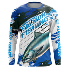 Load image into Gallery viewer, Custom Chinook Salmon Long Sleeve Tournament Fishing Shirts, King Salmon Fishing Jerseys | Blue Camo IPHW6233
