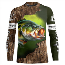 Load image into Gallery viewer, Custom Largemouth Bass Fishing Camo Long Sleeve Fishing Shirts, Bass Tournament Fishing Jerseys IPHW5701
