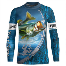 Load image into Gallery viewer, Custom Bass Fishing Long Sleeve Fishing Shirts, Fishing Rod Bass Fishing Camo Fishing Jerseys IPHW5702
