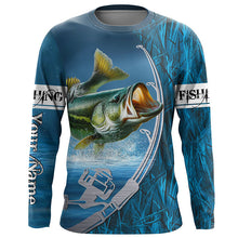 Load image into Gallery viewer, Custom Bass Fishing Long Sleeve Fishing Shirts, Fishing Rod Bass Fishing Camo Fishing Jerseys IPHW5702
