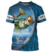 Load image into Gallery viewer, Custom Bass Fishing Long Sleeve Fishing Shirts, Fishing Rod Bass Fishing Camo Fishing Jerseys IPHW5702
