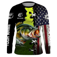 Load image into Gallery viewer, Personalized American Flag Bass Fishing Shirts, Patriotic Bass Tournament Fishing Shirts IPHW5704
