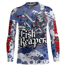 Load image into Gallery viewer, Fish Reaper Camo Long Sleeve Performance Fishing Shirts With Customized Name For Men, Women And Kids IPHW5540
