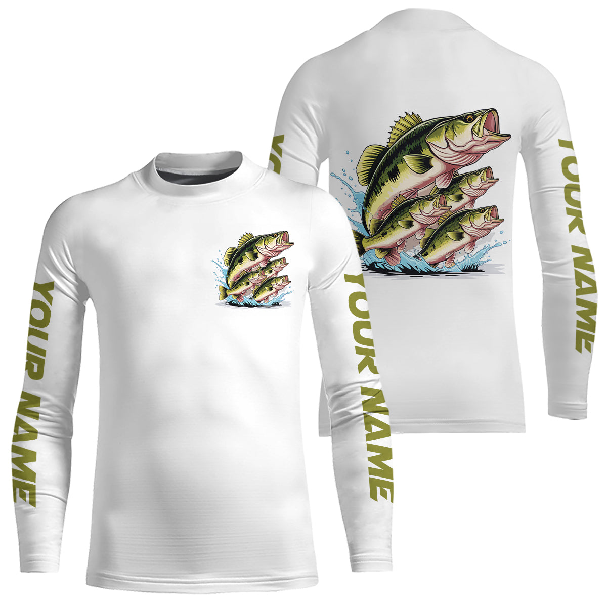 Largemouth Bass Fishes Custom Bass Kid Long Sleeve Fishing Shirts, Bass Tournament Fishing Shirt IPHW7959