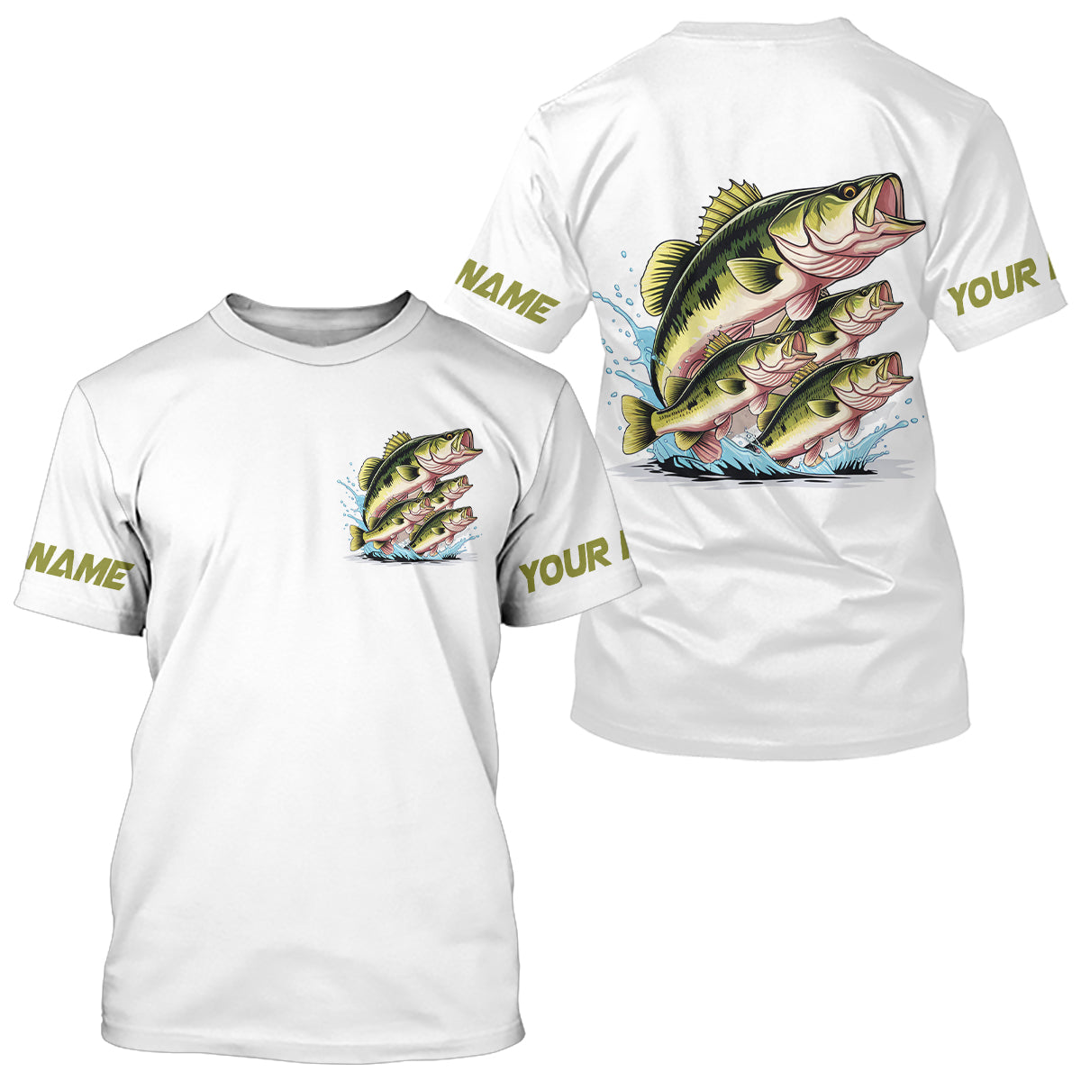 Largemouth Bass Fishes Custom Bass Fishing T-Shirts, Bass Tournament Fishing Shirt IPHW7959