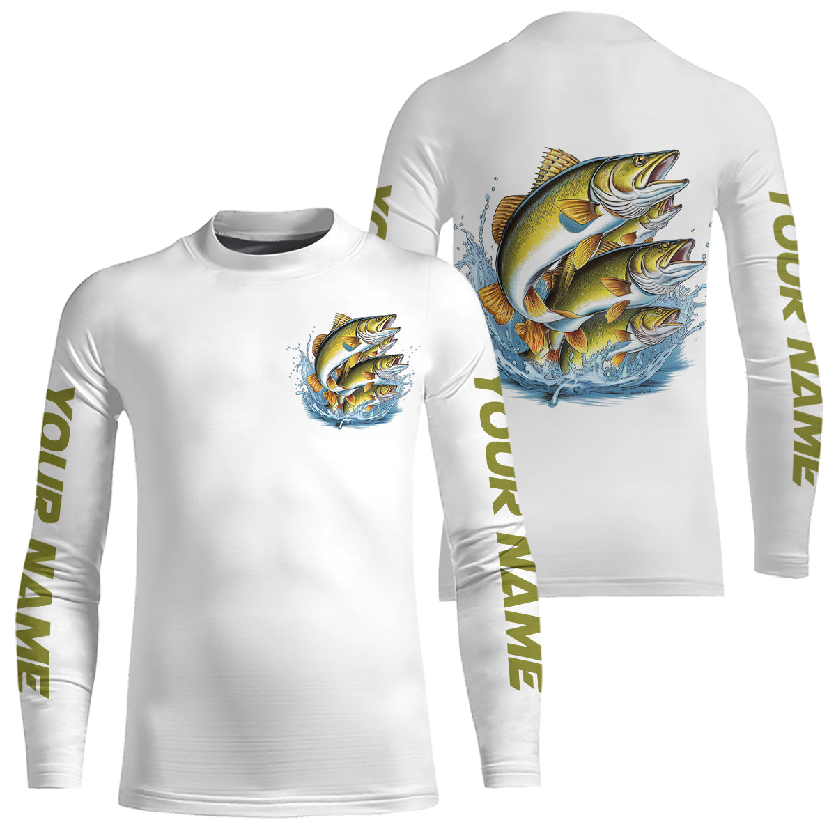 Walleye Fishes Custom Kid Long Sleeve Fishing Shirts, Walleye Tournament Fishing Shirt IPHW7960