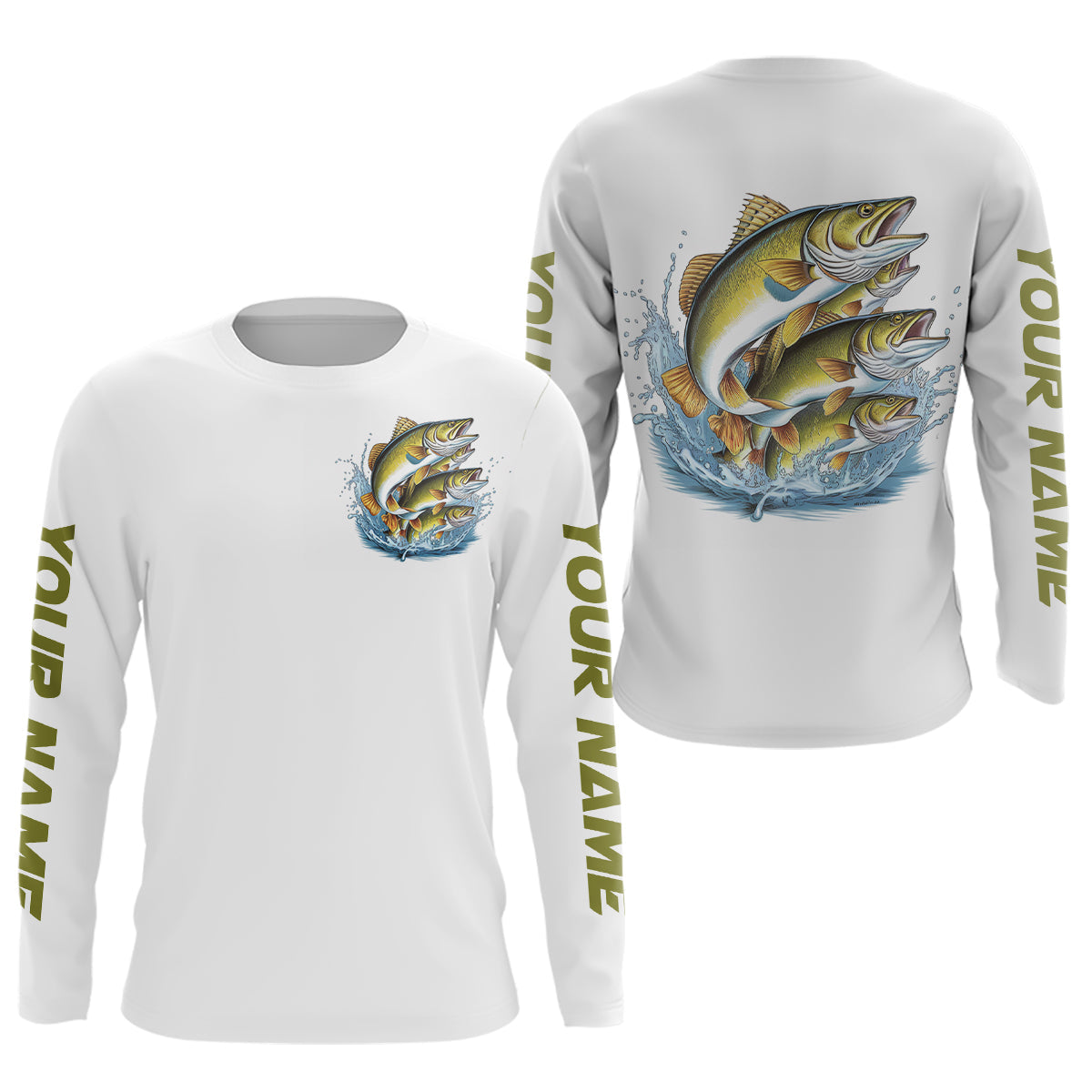 Walleye Fishes Custom Long Sleeve Fishing Shirts, Walleye Tournament Fishing Shirt IPHW7960