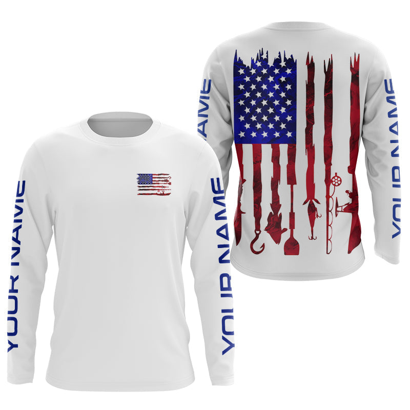 Personalized American Flag Uv Protection Fishing Shirt Fishing Jersey For Fisherman IPHW5044