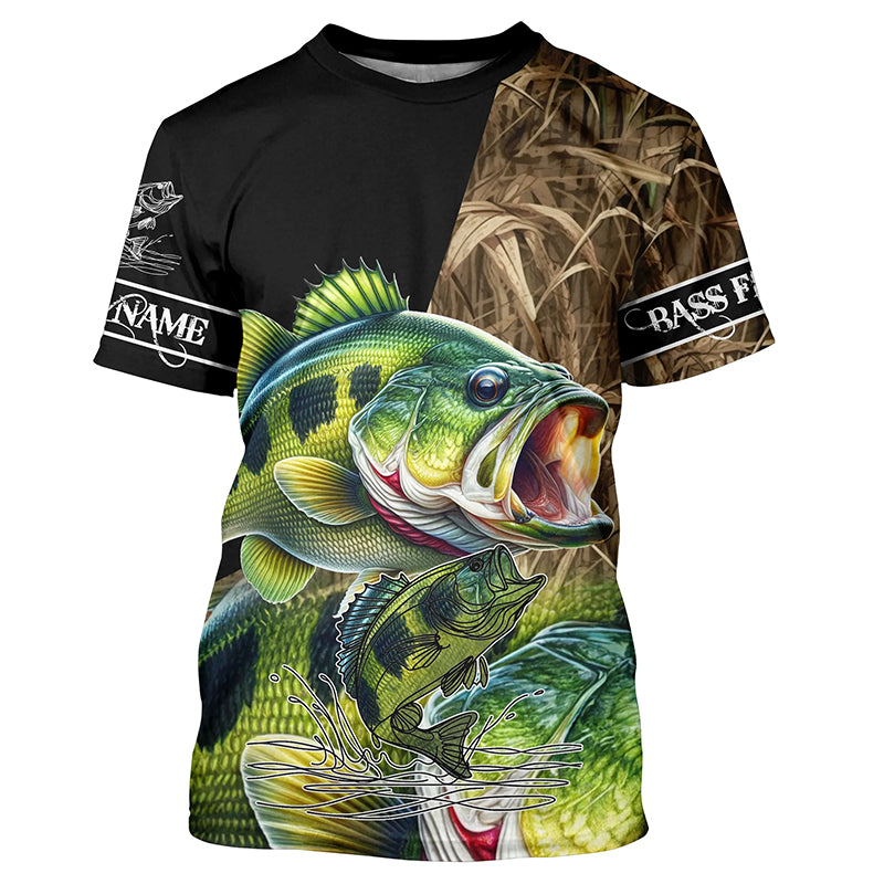Largemouth Bass fishing green scales Camo Custom fishing T-shirt, Gifts for Fisherman NPQ547