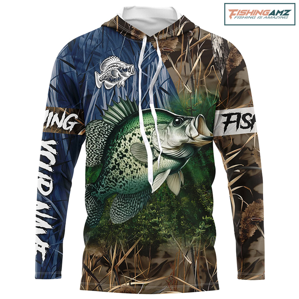 Crappie Fishing camo Customize 3D fishing UV protection long sleeves fishing shirt for men NPQ8