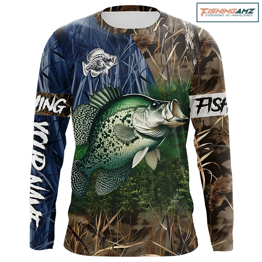 Crappie Fishing camo Customize 3D fishing UV protection long sleeves fishing shirt for men NPQ8