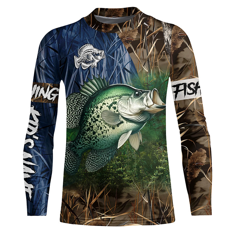 Crappie Fishing camo Customize 3D fishing UV protection long sleeves fishing shirt for kid NPQ8