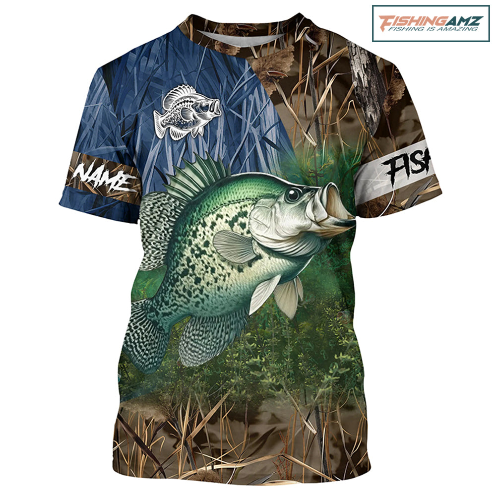 Crappie Fishing camo Customize Name All-over Print Unisex fishing T-shirt NPQ8
