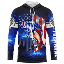 Load image into Gallery viewer, Bass Fishing 3D American patriotic fishing UV protection Custom name long sleeves UPF 30+ fishing shirt for men NPQ7
