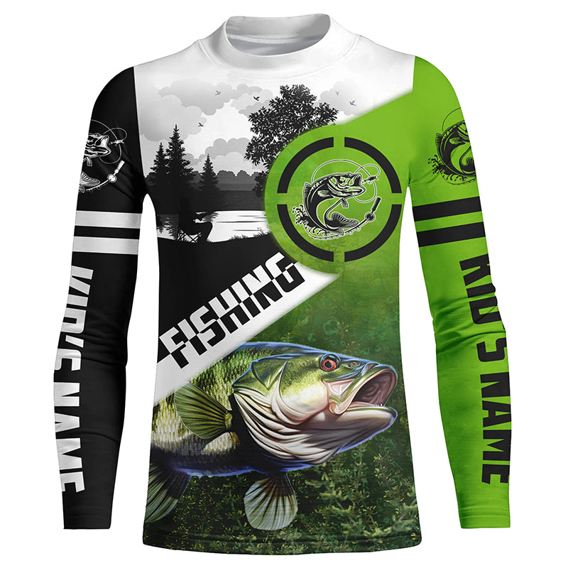 Largemouth Bass Fishing performance fishing shirt customize Kid Long Sleeves NPQ1