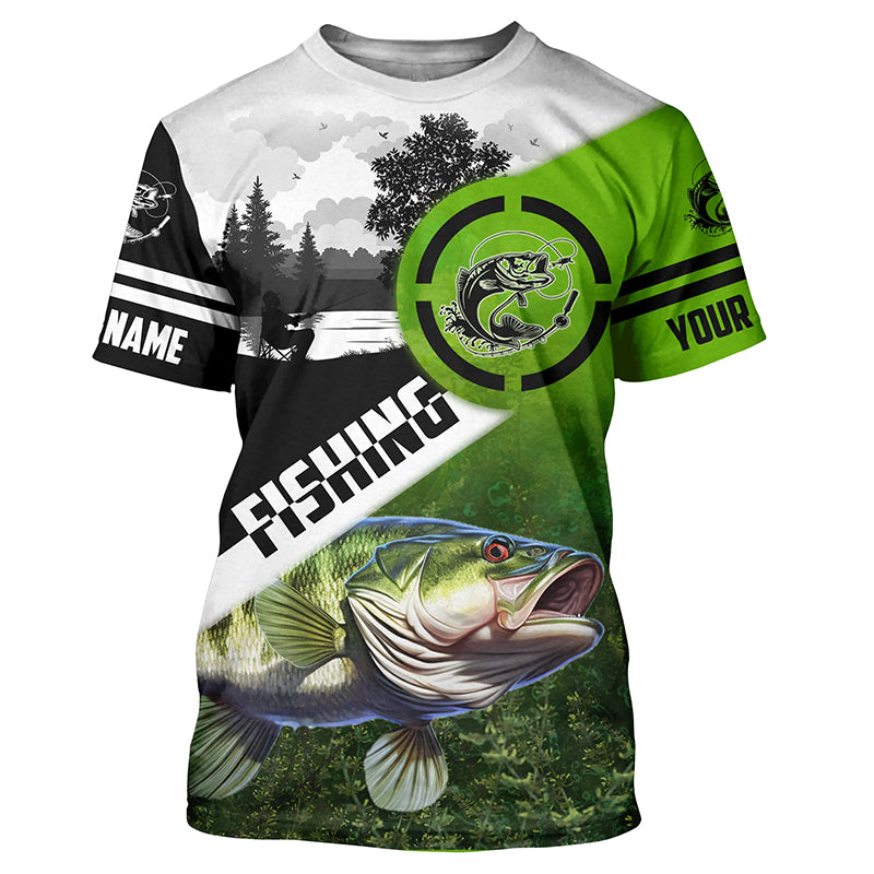 Largemouth Bass Fishing Customize Name All-over Print Unisex fishing T-shirt NPQ1