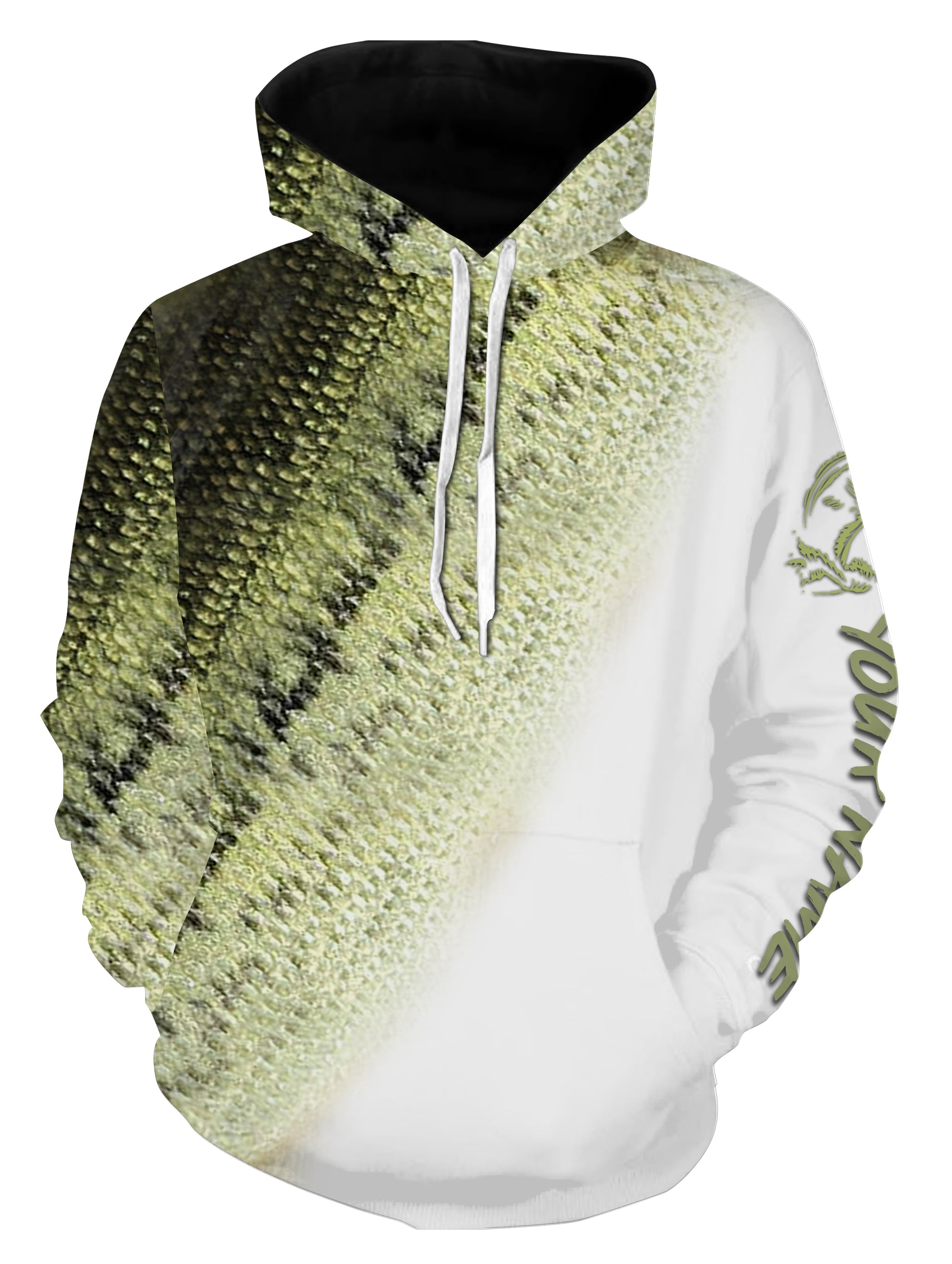 Bass Fishing green bass Scales Custom fishing hoodie, personalized fishing gift ideas NPQ118