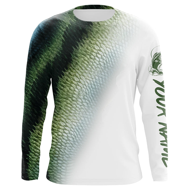 Bass Fishing green bass Scales Customize long sleeves fishing shirt for men NPQ118