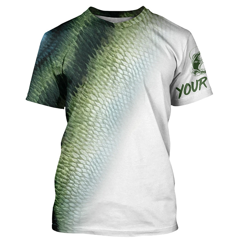 Bass Fishing green bass Scales Customize Name All-over Print Unisex fishing T-shirt NPQ118