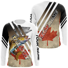 Load image into Gallery viewer, Personalized Walleye fishing Canadian flag patriotic  performance long sleeve fishing jerseys NQS7113
