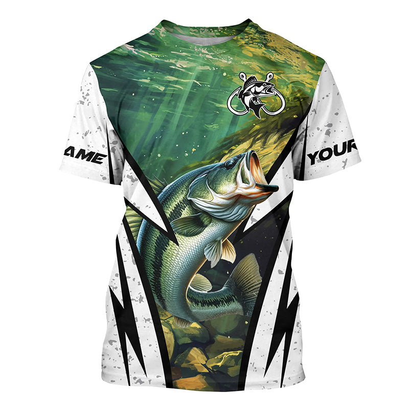 Personalized Largemouth Bass fishing white grunge Fishing T-Shirts NQS7114