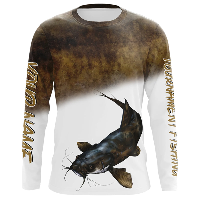 Flathead Catfish Fishing Customize name Long sleeve fishing shirts, personalized fishing gift NPQ243