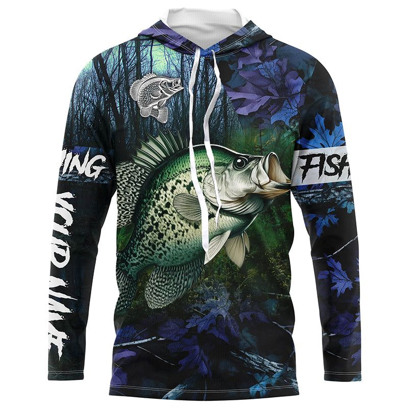 Crappie Fishing blue camo Custom name Performance Long Sleeve UV protection fishing shirts for men NQSD93