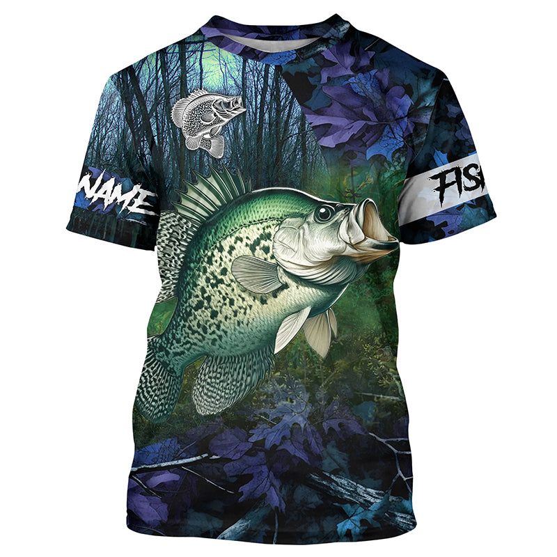 Crappie Fishing blue camo Custom name Performance UV protection fishing T-shirt NQSD93