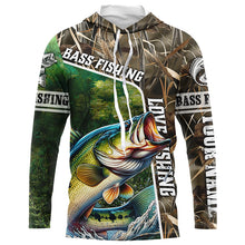 Load image into Gallery viewer, Personalized Bass Fishing camo UV protection Customize name long sleeves fishing shirt for men NPQ14
