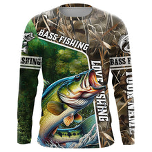 Load image into Gallery viewer, Personalized Bass Fishing camo UV protection Customize name long sleeves fishing shirt for men NPQ14
