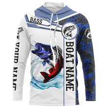 Load image into Gallery viewer, Bass Fishing blue camo American Flag Custom name &amp; boat name performance Long Sleeve Fishing Shirts NQS5190
