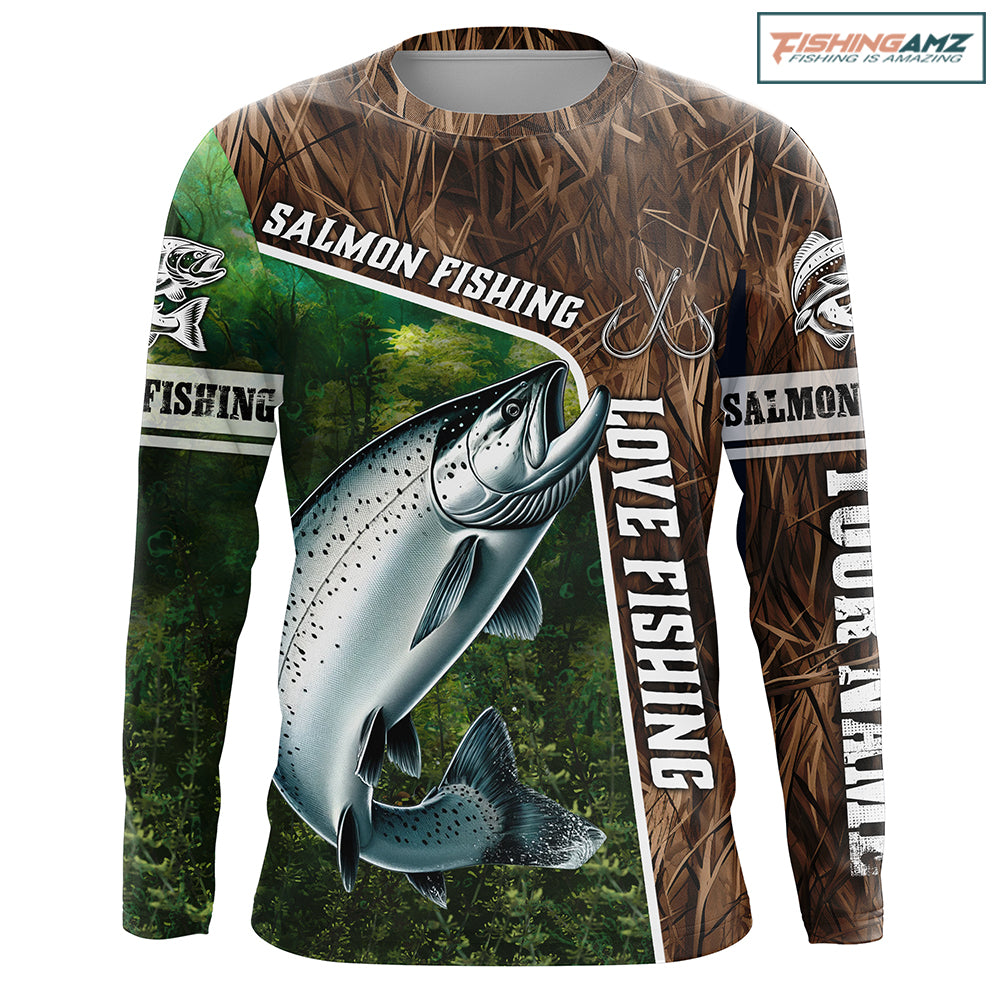 Personalized Chinook Salmon Fishing Shirts, Love Fishing Camo fish on 3D All Over Printed Shirts NQS5899